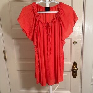 Worthington Size XL Coral Blouse with Ruffle Accents